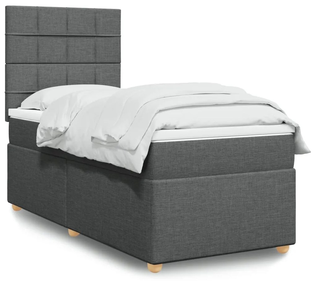 Giroletto A Molle Con Materasso Grigio Scuro 90x200 Cm Tessuto /