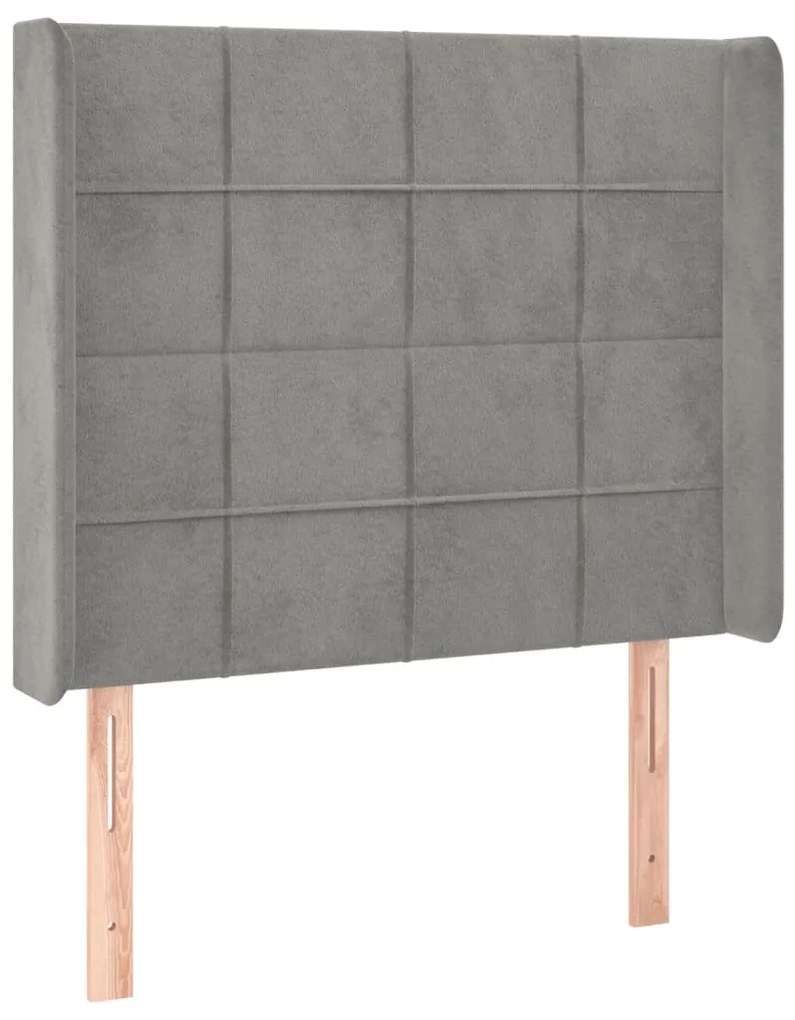 Testiera ad orecchio grigio chiaro 83x16x118/128 cm in velluto