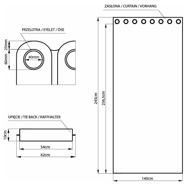 Tenda parzialmente oscurante nera 140x245 cm Kierra – Restilo