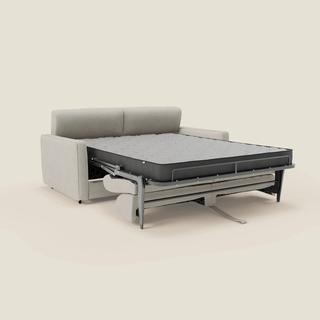 Nivon Divano letto moderno materasso H16 cm con poggiatesta in tessuto impermeabile T25 panna