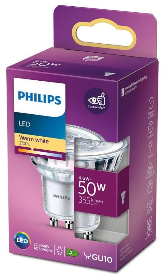 Lampadina LED Philips GU10/4,6W/230V 2700K