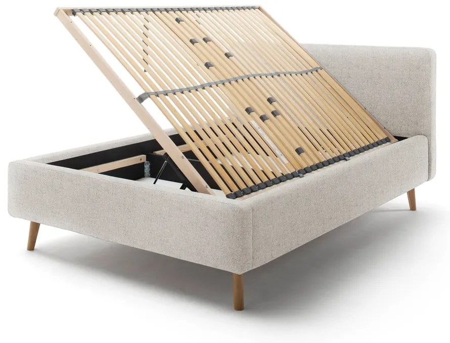 Letto matrimoniale imbottito beige con contenitore con rete inclusa 140x200 cm Mattis – Meise Möbel