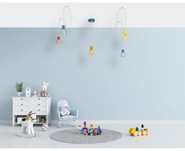 Lampadario a sospensione con filo TUBE 5xE27/20W/230V ragno