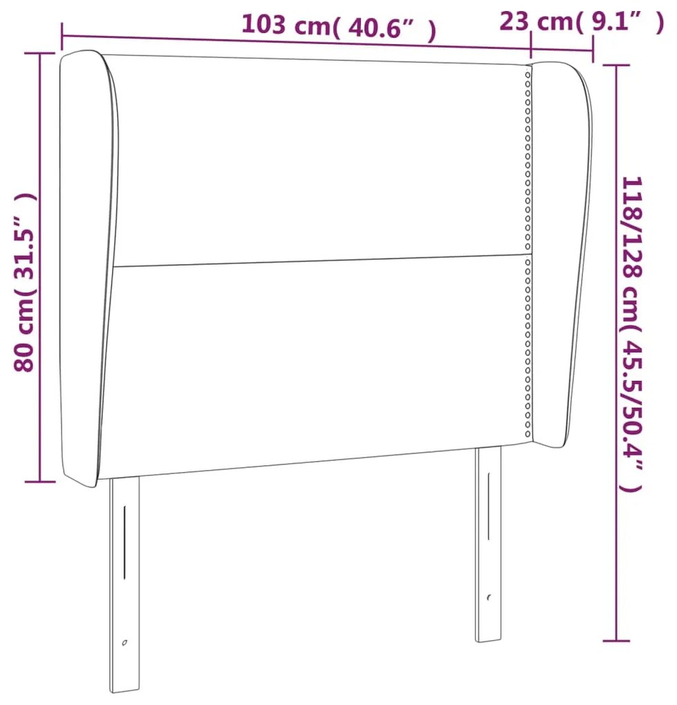 Testiera ad Orecchio Grigio 103x23x118/128cm in Similpelle