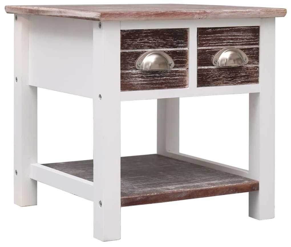 Tavolino Laterale Marrone 40x40x40 Cm İn Legno Di Paulownia /