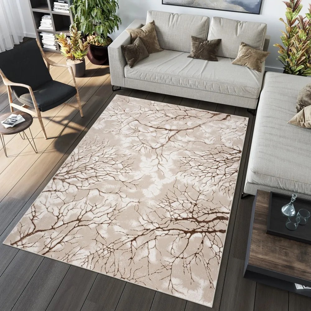 Tappeto moderno semplice beige con motivo marrone Larghezza: 140 cm | Lunghezza: 200 cm