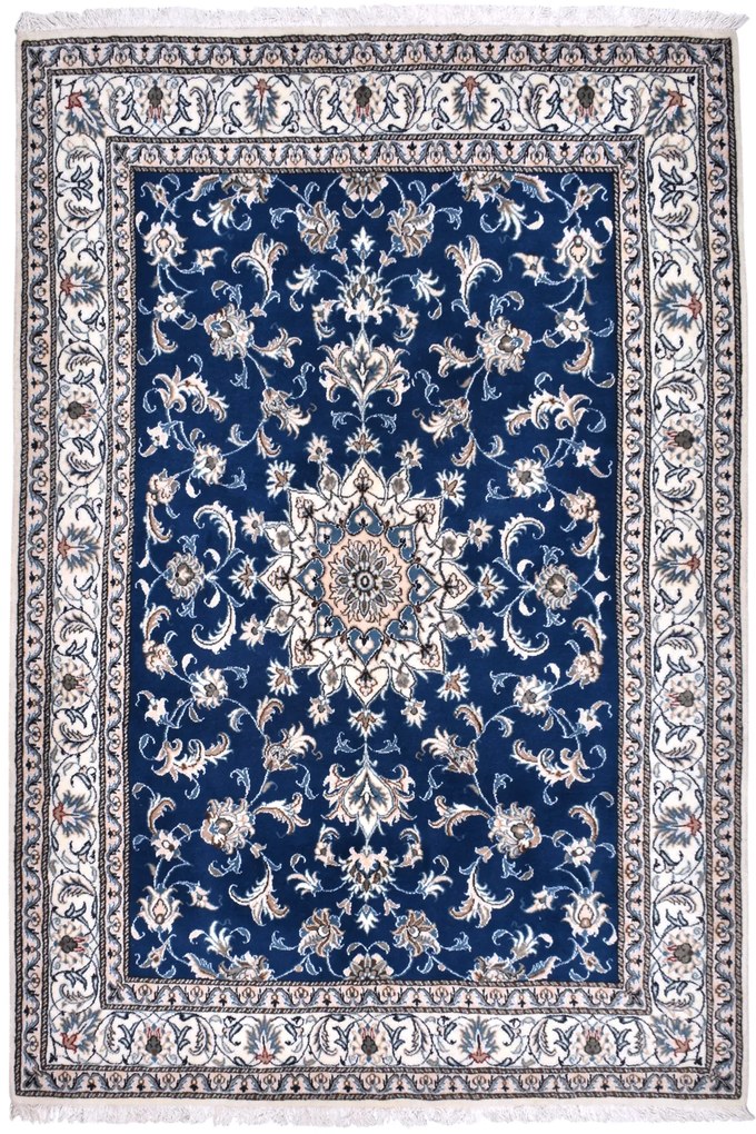 Nain Tappeto 240x160 Blu (Iran) Annodato A Mano