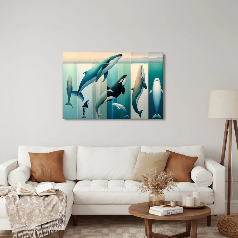 Quadro su tela – Balene e orche negli abissi