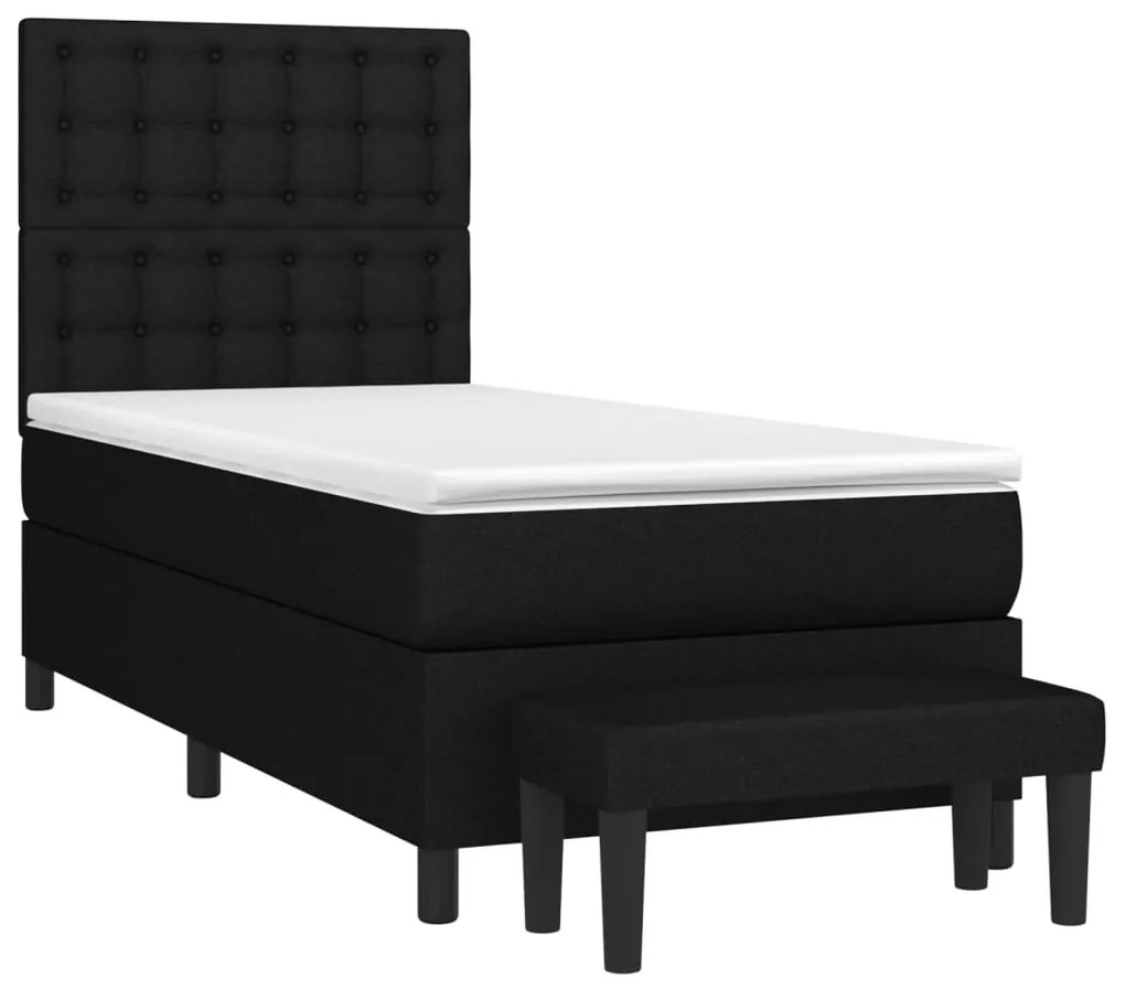 Giroletto a molle con materasso nero 100x200 cm in tessuto