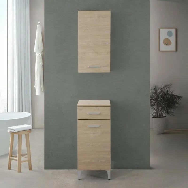 Pensile bagno sospeso 35 cm rovere dolomite con ripiano regolabile Desya