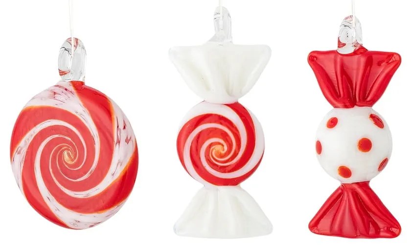 Decorazioni per albero di natale in set in vetro fatte a mano 3 pz 6 cm Festive – Bloomingville