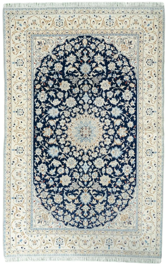 Nain Tappeto 250 x 160 Blu (Iran) Annodato A Mano