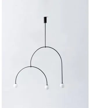 Lampada da Soffitto Tripla in Ferro e Vetro Aran Nero - The Masie