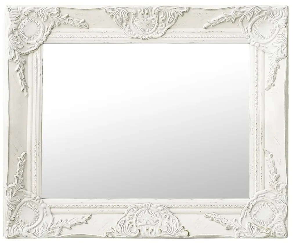Specchio Da Parete Stile Barocco 50x40 Cm Bianco /