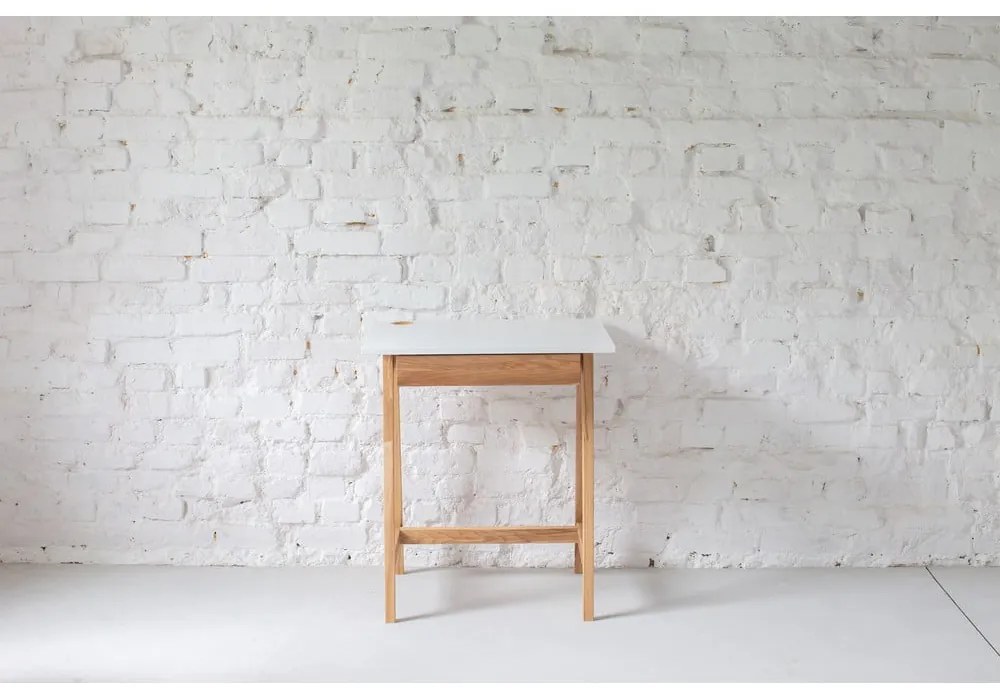 Scrivania bianca con base in frassino, lunghezza 65 cm Luka - Ragaba