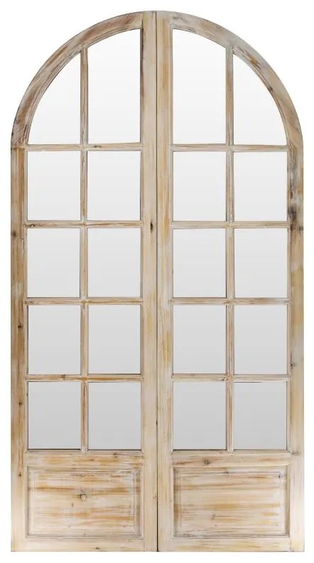 Paravento a specchio in Legno di pino effetto patinato 2 pannelli L. 96 x H. 180 cm Naturale  - KEDIRI
