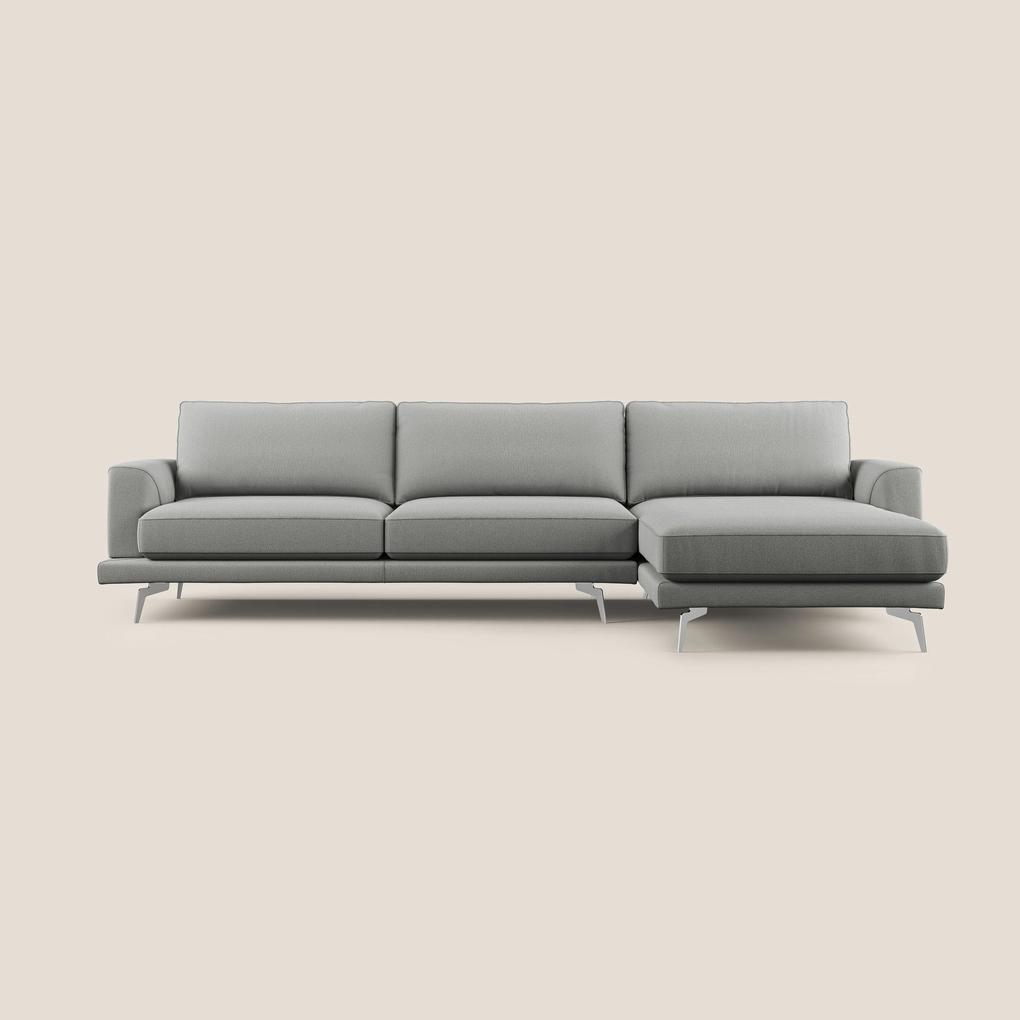 Dorian divano moderno angolare con penisola in tessuto morbido antimacchia T05 grigio 308 cm Sinistro
