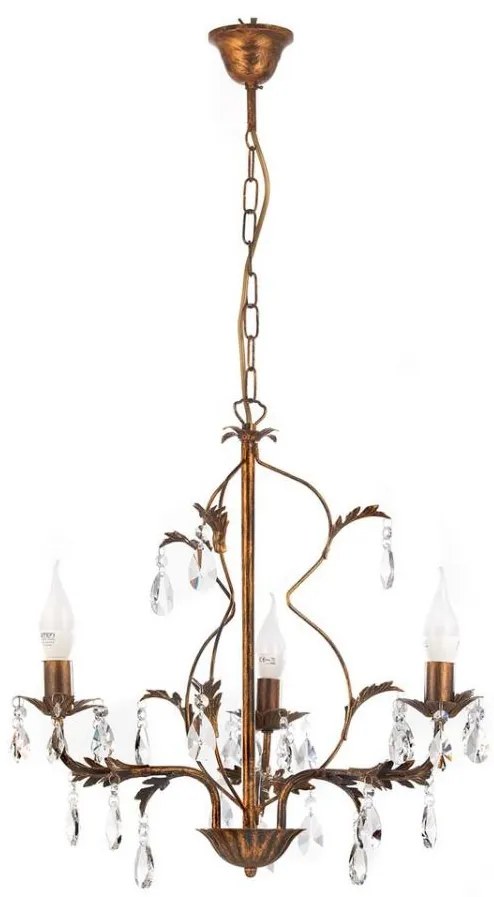 ONLI - Lampadario a sospensione con catena TERESA 3xE14/6W/230V bronzo