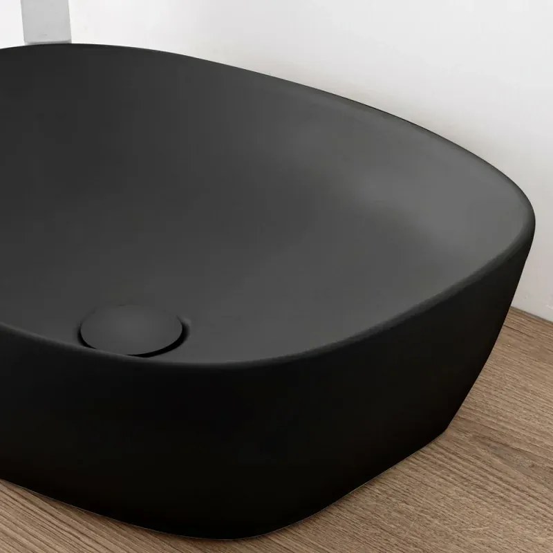 Lavandino da appoggio ovale 50x38 cm nero opaco Tokyo