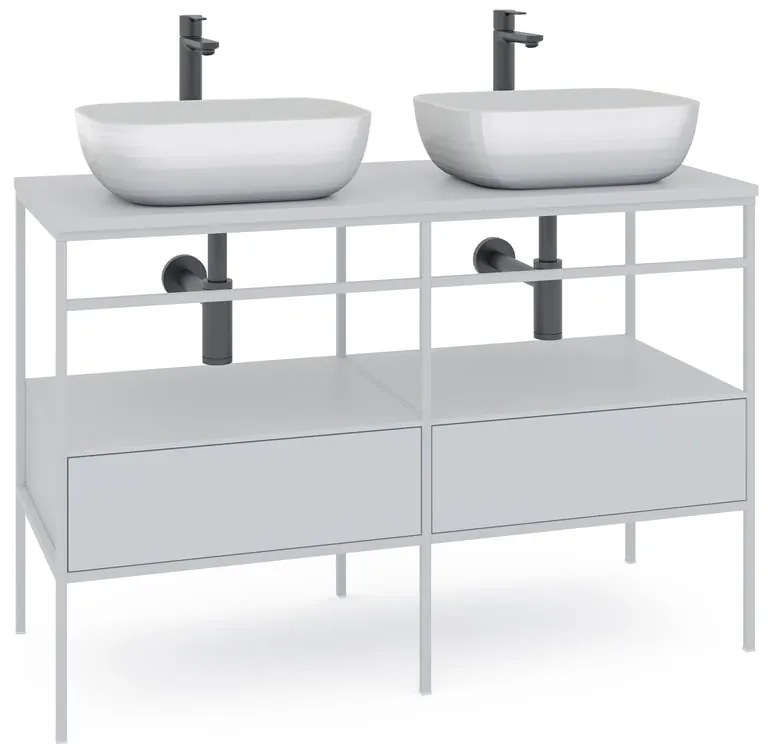 Mobile bagno con lavabo L 120 x H 92 x P 45.5 cm bianco 2 cassetti per doppia vasca Outline