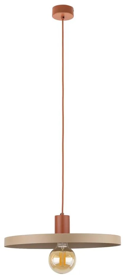 Lampadario a sospensione con filo SILA 1xE27/15W/230V diametro 40 cm beige/color mattone