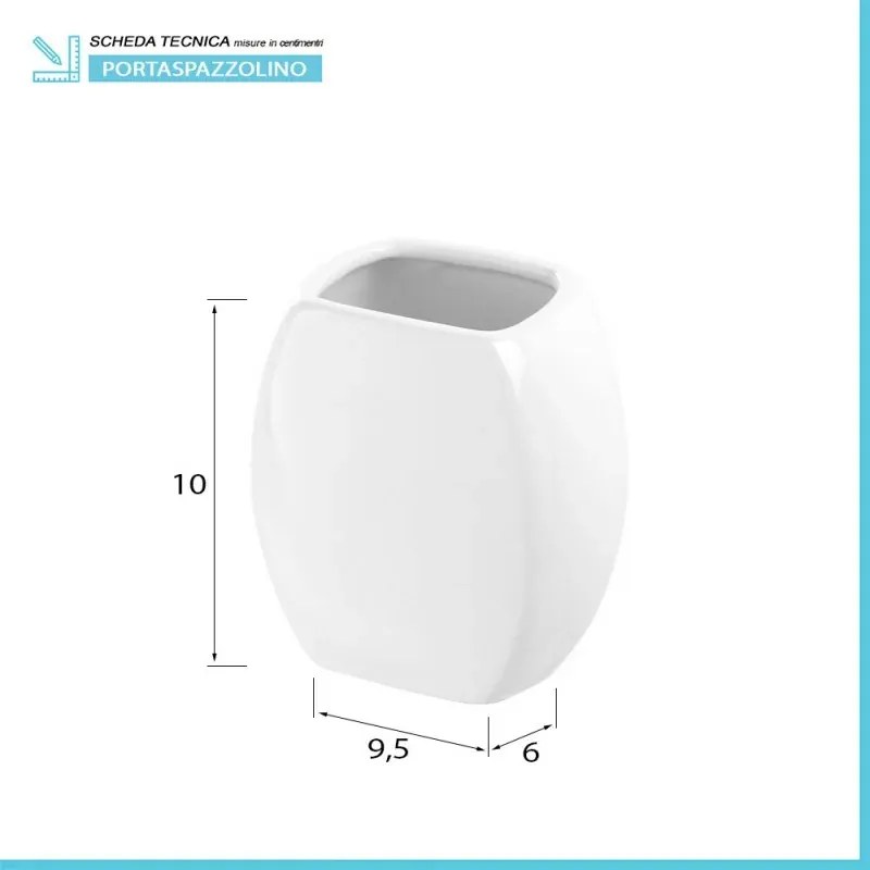 Porta spazzolini bagno bianco dappoggio in ceramica