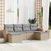 Set Divano da Giardino 6 pz con Cuscini Beige Misto Polyrattan 3226220