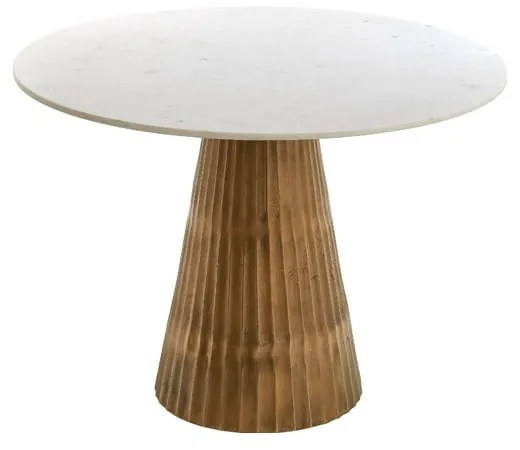 Tavolo da pranzo rotondo in bianco e bronzo con piano in marmo ø 100 cm Leyda - Light & Living