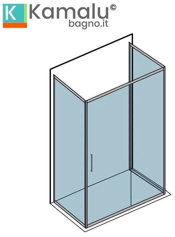 Kamalu - box a 3 lati 80x140x80 scorrevole vetro trasparente k410ns