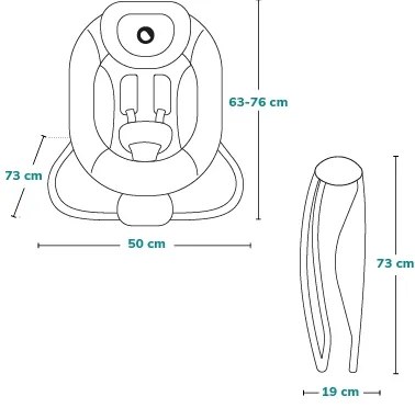 Lionelo - Dondolo vibrante per bambini con melodia PASCAL 2xAA grigio/turchese