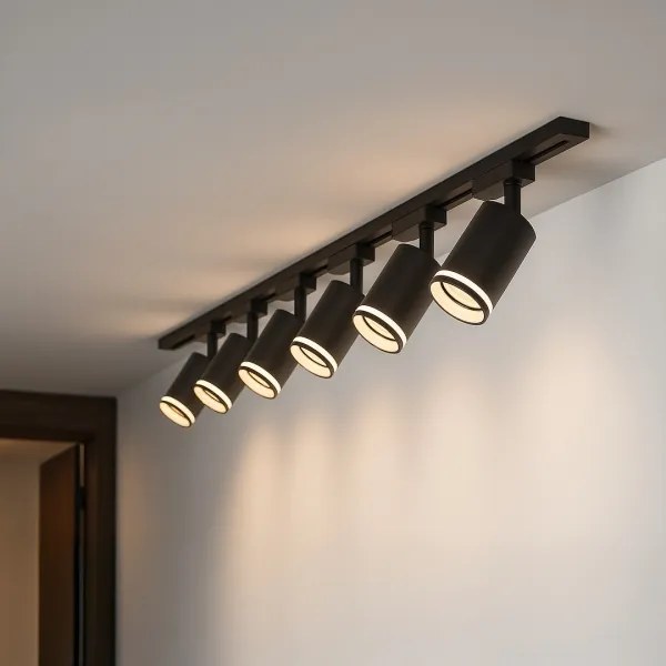 Faretto per binario PIPE 6xGU10/10W/230V, nero