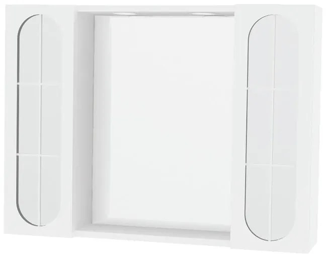 Specchio Contenitore Con Illuminazione Classica bianco lucido L 77 x H 57 x P 15.5 cm