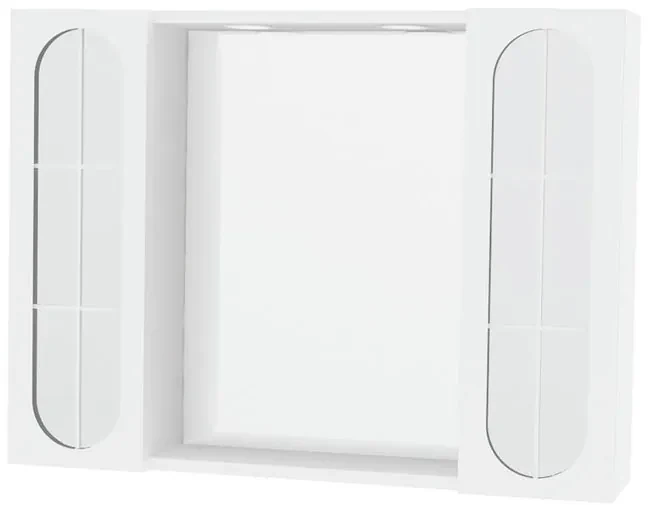 Specchio Contenitore Con Illuminazione Classica bianco lucido L 77 x H 57 x P 15.5 cm