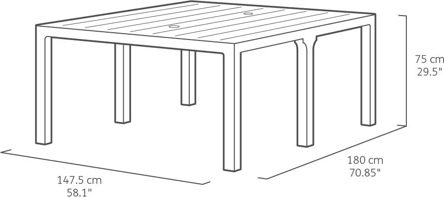 Tavolo Doppio da Giardino 295x90x74,5 cm in Resina Keter Kulie Double Antracite...