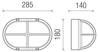 Alfa Oval Led 28.5X18Cm Con Griglia 13W 4000°K