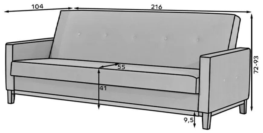 Divano nero allungabile/con contenitore 216 cm Selene – ELTAP