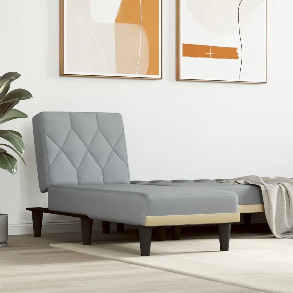 Chaise Longue İn Tessuto Grigio Chiaro /