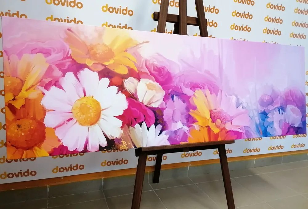 Quadro su tela – Dipinto a olio di fiori variopinti