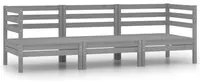 Set Divani da Giardino 3 pz Grigio in Legno Massello di Pino 806609