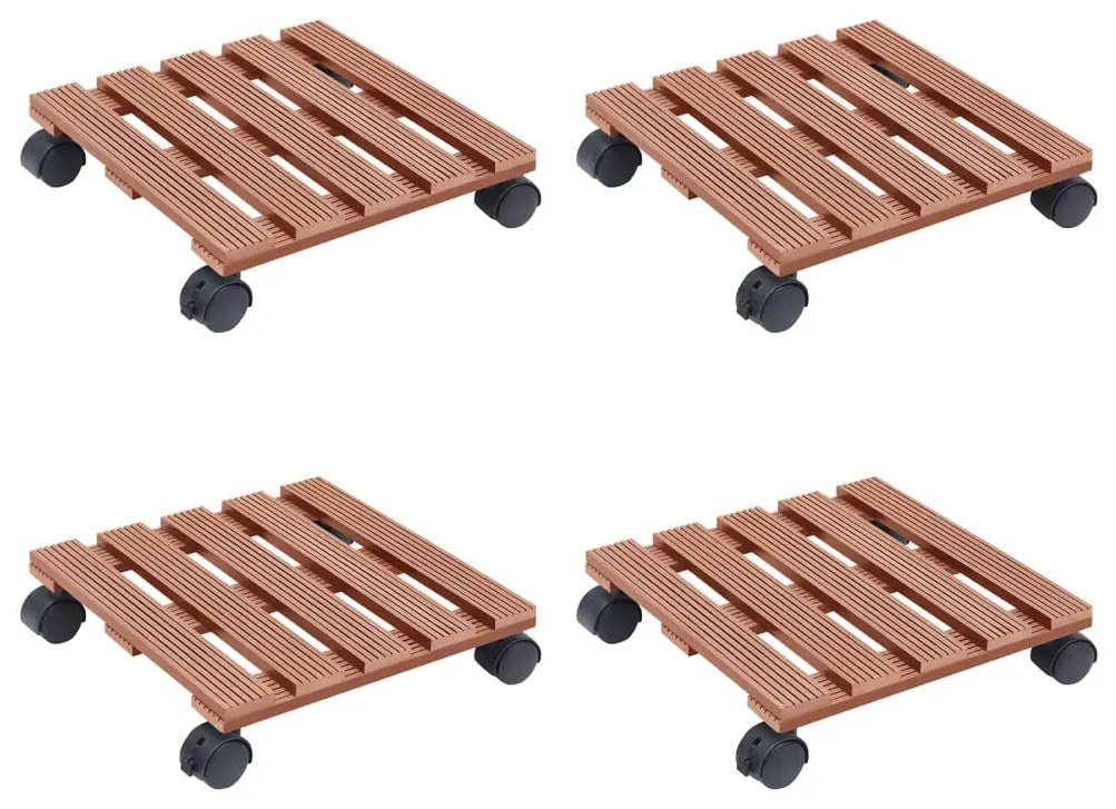 Carrelli Porta Piante 4 Pz Marroni 30x30x7,5 Cm Wpc /