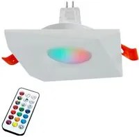 Faretto quadrato 12V incasso 65mm lampada LED 6W GU5.3 RGBW luce cromoterapia con alimentatore BIANCO LUCE 3000K