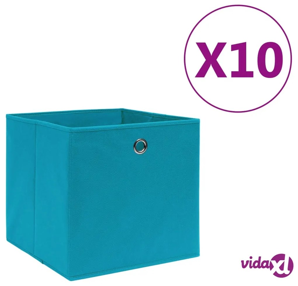 vidaXL Contenitori 10 pz in Tessuto non Tessuto 28x28x28 cm Azzurro