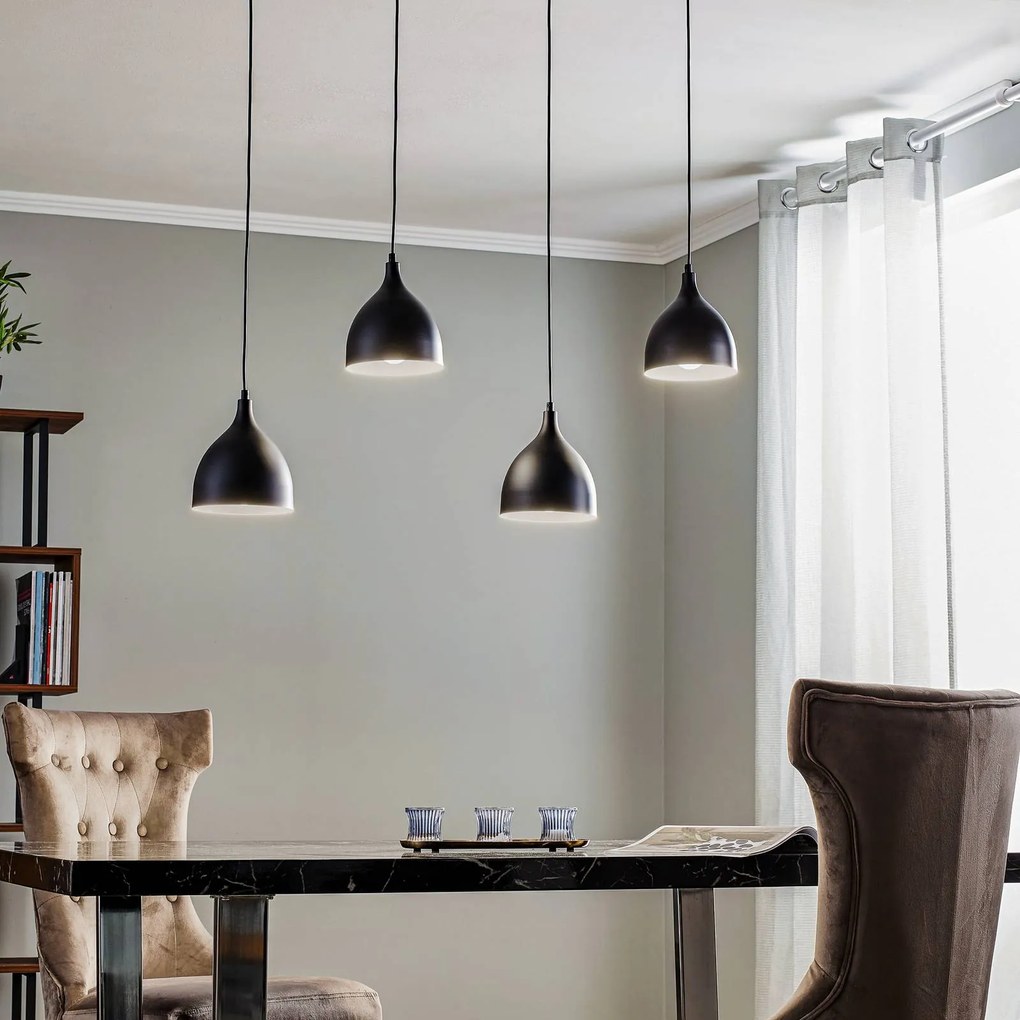 Luminex Lampada a sospensione Nanu lunga 4 luci nera