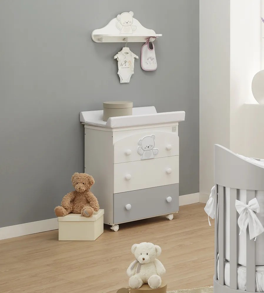 Bagnetto Mr.Bear per neonati Bianco e Grigio con decori orsetto
