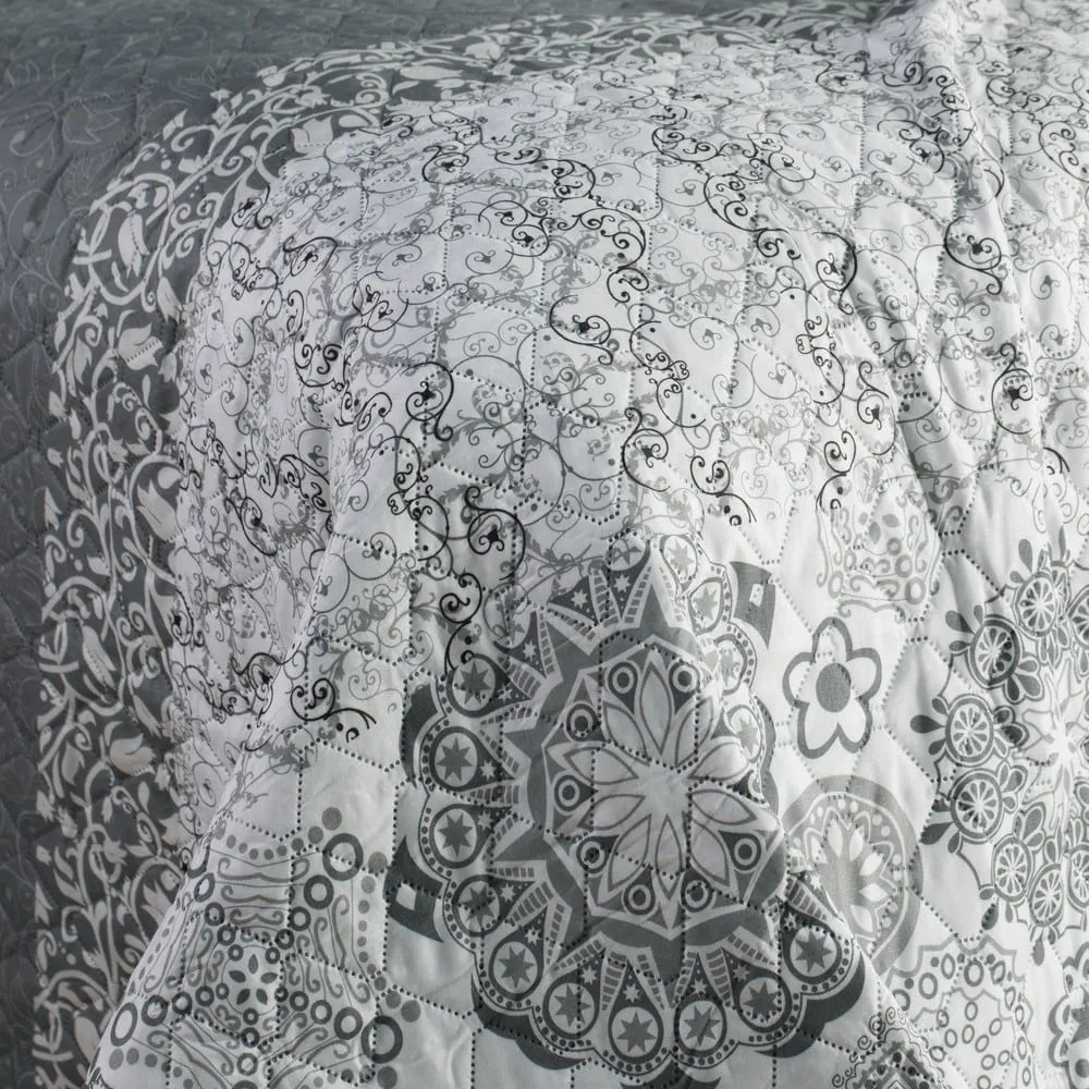 Copriletto bifacciale in microfibra bianco e grigio, 220 x 240 cm Alhambra - DecoKing
