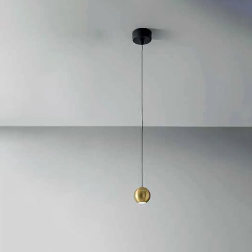 Sospensione Contemporanea Guya Alluminio Oro E Nero Satinato 1 Luce Led