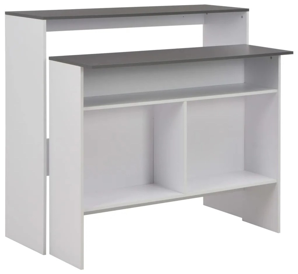 Tavolo Bar Con 2 Piani Dappoggio Bianco E Grigio 130x40x120cm /