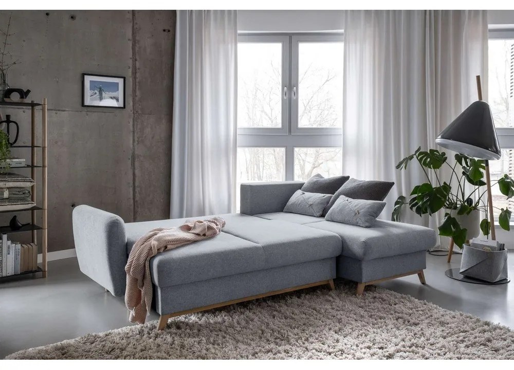 Divano letto angolare grigio chiaro, angolo destro Scandic Lagom - Miuform