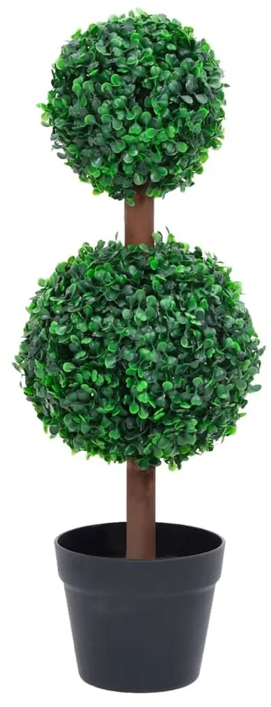 Pianta Di Bosso Artificiale A Sfera Con Vaso Verde 60 Cm /