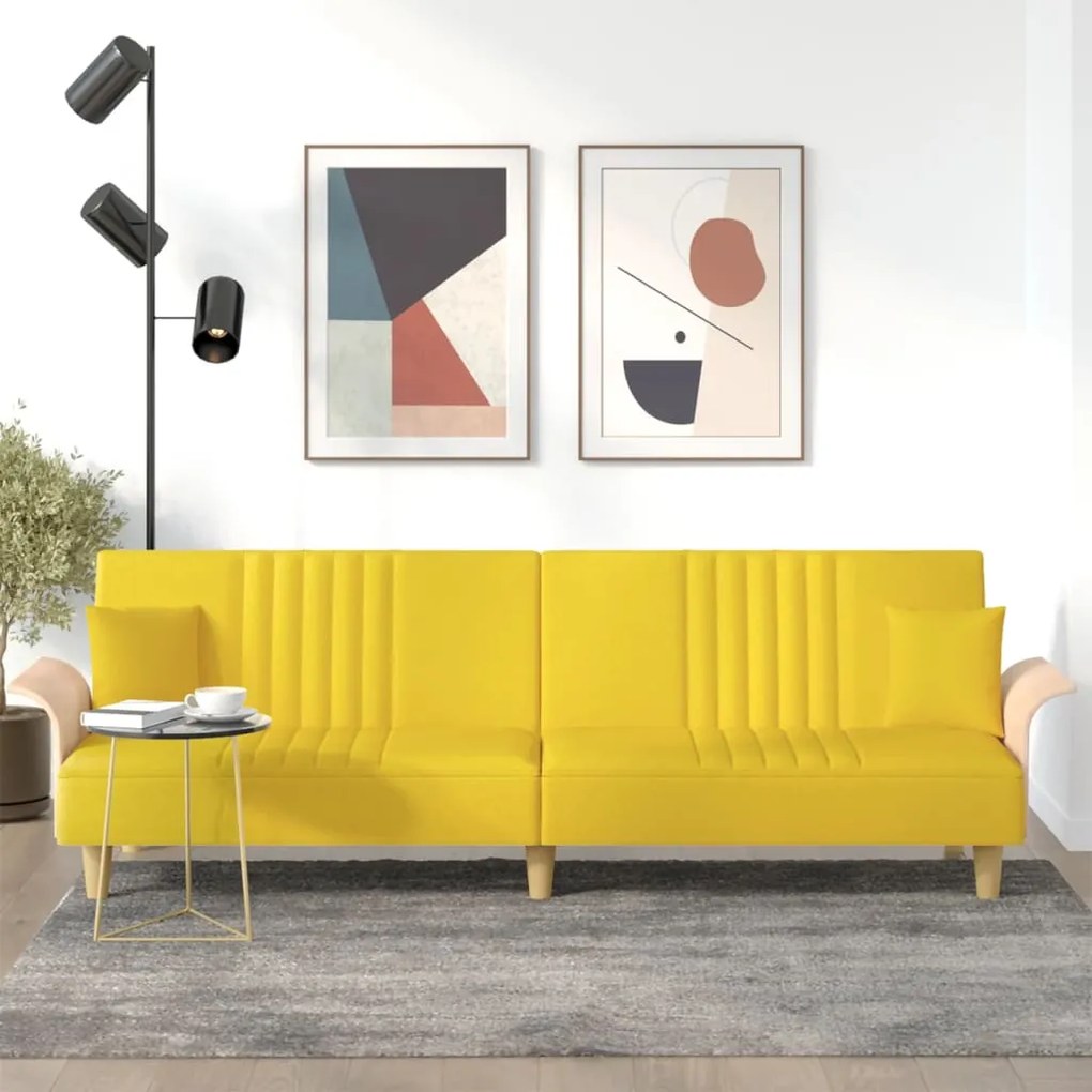 Divano Letto Con Braccioli Giallo Chiaro İn Tessuto /